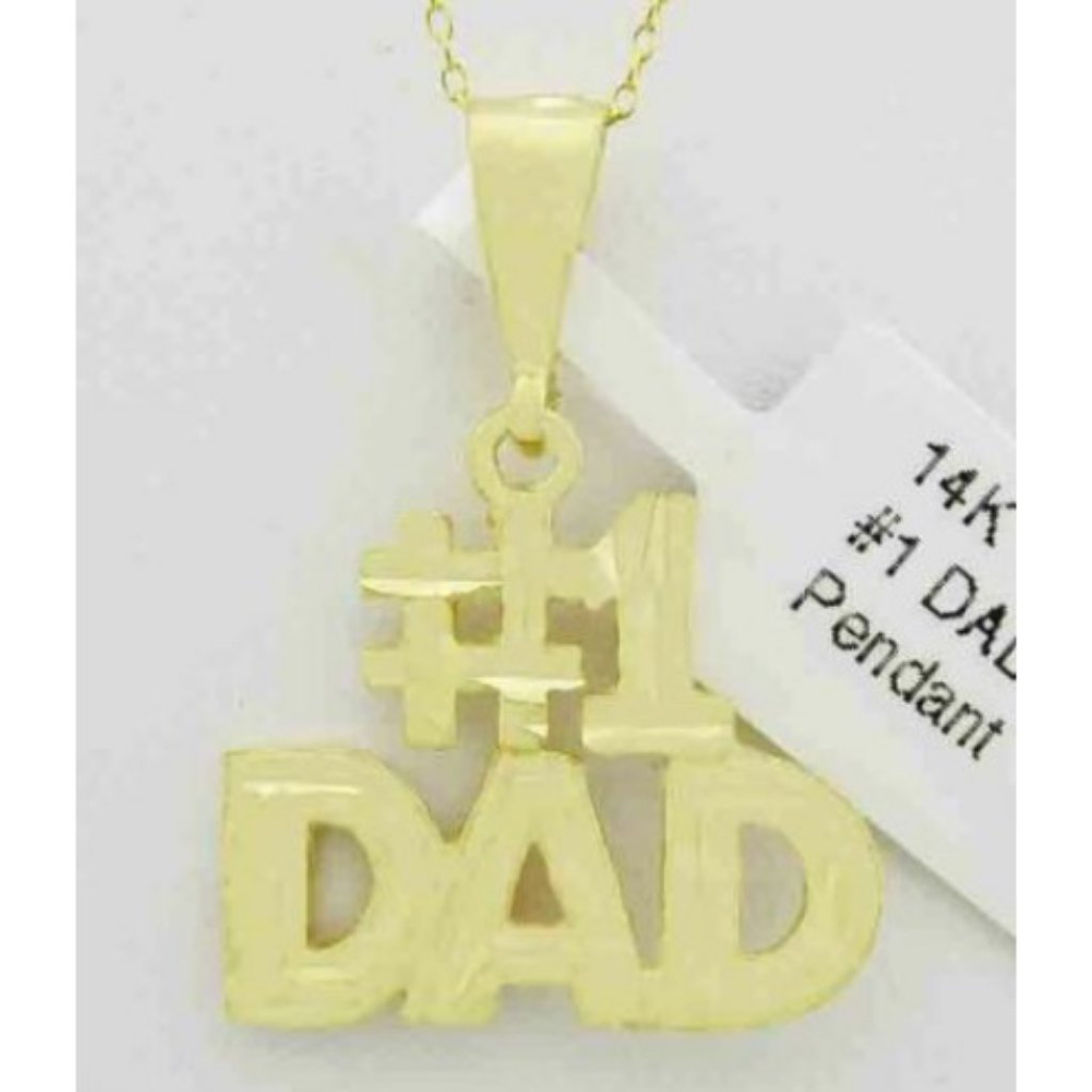 Solid # 1 Dad Pendant 14k Yellow Gold